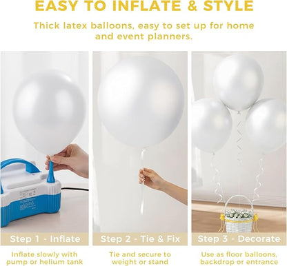 LOVESTOWN 18 Inch Pearl White Large Balloons, Birthday Wedding Baby Shower - Image 6