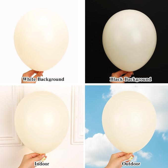 RUBFAC White Cream Balloons Arch Ivory White Wedding Balloon 154pcs | Beige - Image 3