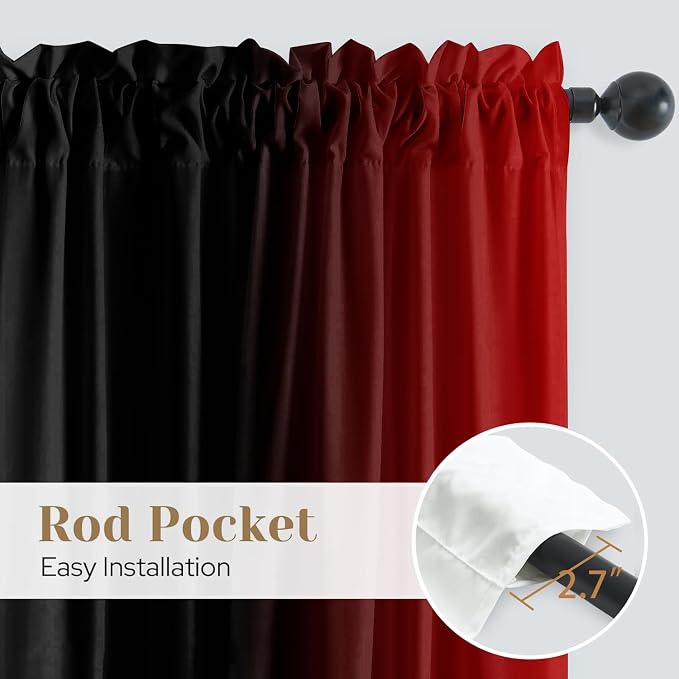 Black and Red Ombre Curtains 84 inches Length, 2 Panels, 52 inches Wide | Red - Image 8
