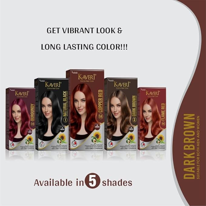 Creme Hair Color Permanent Hair Dye Color - With Improved Creme Formula for Gray Coverage Ammonia Free Hair Color Dye for Rich Bright Long lasting (Dark Brown, 3.04 Fl Oz) - Pack Of 2
