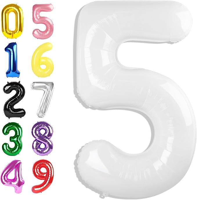 Number Balloons 40 Inch White 4 Balloon by Argthjy