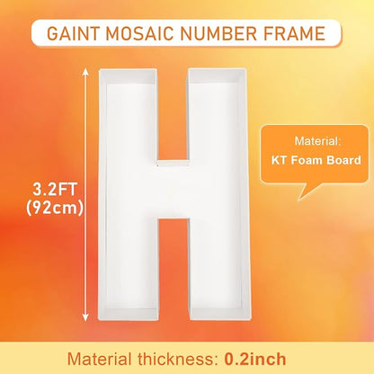 Marquee Letters 3FT Tall Mosaic Balloon Frame Pre-Cut Foam Board Letter H | - Image 2