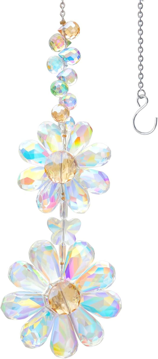 Crystal Flower Suncatcher Hanging Ornament, Rainbow Maker Window Sun Catcher by PEDOBO