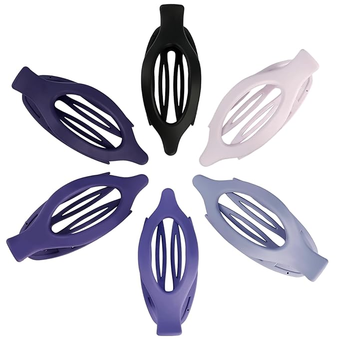 Flat Hair Clips for Women - 6 PCS French Flat Claw Clips Medium Hair Clips for Girls Large Hair Claw Clips for Thick or Thin Hair Strong Hold No Slip Hair Accessories for women (Purple)
