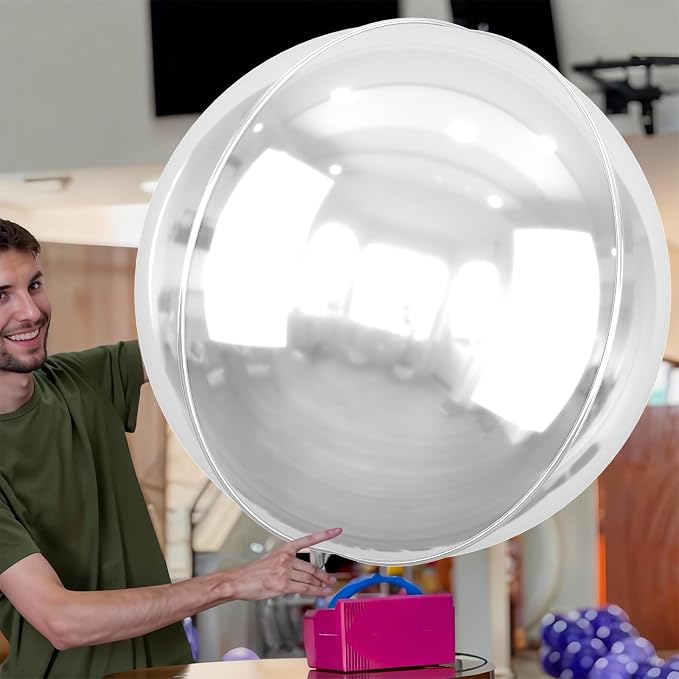 50 Inch Giant Silver Round Foil Balloons - Image 3