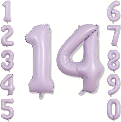 Cream Purple Number 14 Balloon 40 Inch, Foil Numeral Party Decor | Matte Pastel by Unknown