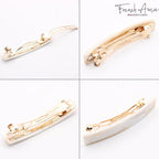 French Amie Small 2 1/4 inch Celluloid Handmade Hair Barrette No Slip Grip Durable Styling Women Hair Accessories Hair Clip for Girls, Made in France(Ivory)