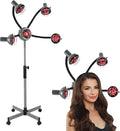 5 Head Infrared Heat Lamp, Adjusting Height Styling Perming Dryer, Salon Heat Lamp Headed Lamp with Rolling Wheels, Multifunction Infrared Lamp Hair Dryer Hair Color Processor Machine (Silver-Grey)