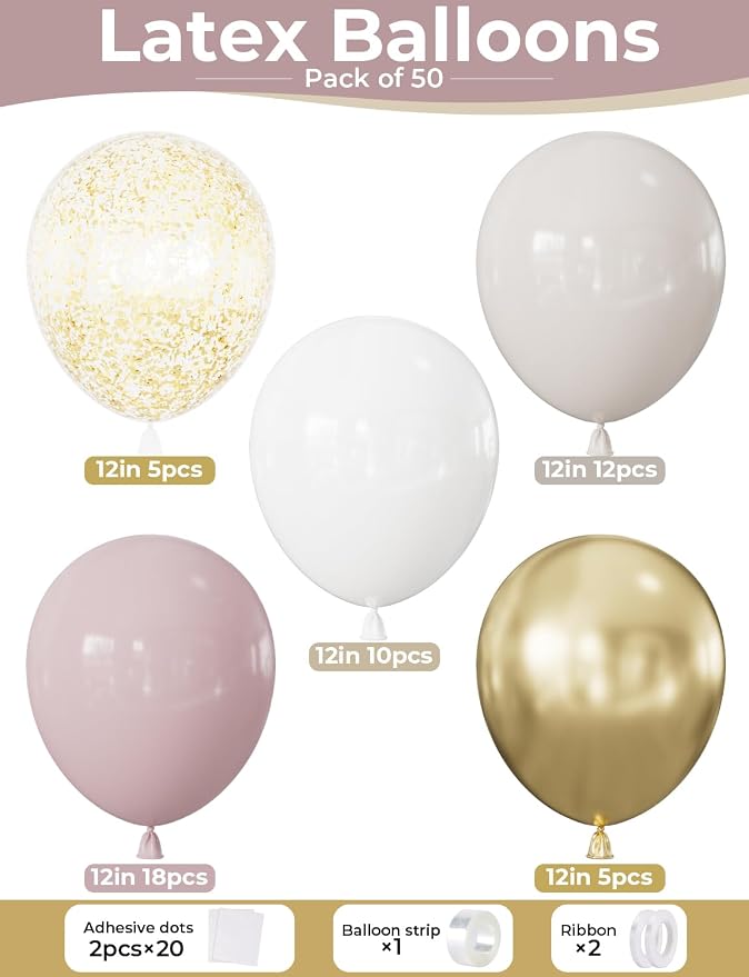 Dusty Pink and Gold Balloons - Image 5