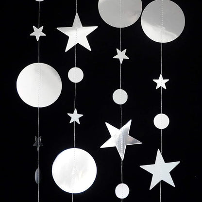 Silver Party Decoration Silver Star Circle Dot Hanging Garland Hanging Streamer - Image 5