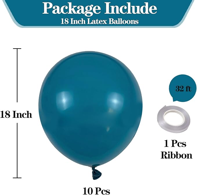 18 inch Peacock Blue Balloons - Image 2