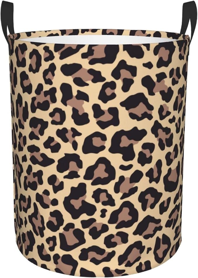 Leopard Print Animal Cheetah Round Laundry Hamper Storage Basket Toys Clothes by Gbuzozie