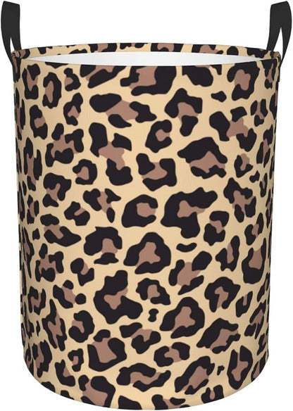 Leopard Print Animal Cheetah Round Laundry Hamper Storage Basket Toys Clothes by Gbuzozie