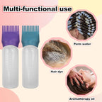 ELANE 4 Pack Hair Oiler Comb Bottle,Root Comb Applicator Bottle for Hair Oil Scalp Hair Oiling Applicator(Grey+Purple+Red+Green)