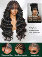 KLAIYI Pre Everything Glueless 13x4 Lace Front Wigs Human Hair Loose Body Wave Bye Bye Knots Pre Cut Lace Pre Bleached Pre Plucked 30S Ready to Wear And Go Frontal Wig with Natural Curtain Bang 28Inch