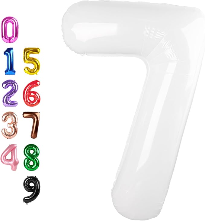 Number Balloons White 7 Balloon 40 inch by Enyeopd