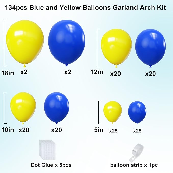 YMSZ Blue and Yellow Balloons Arch Kit, Graduation, Baby Shower Party - Image 2