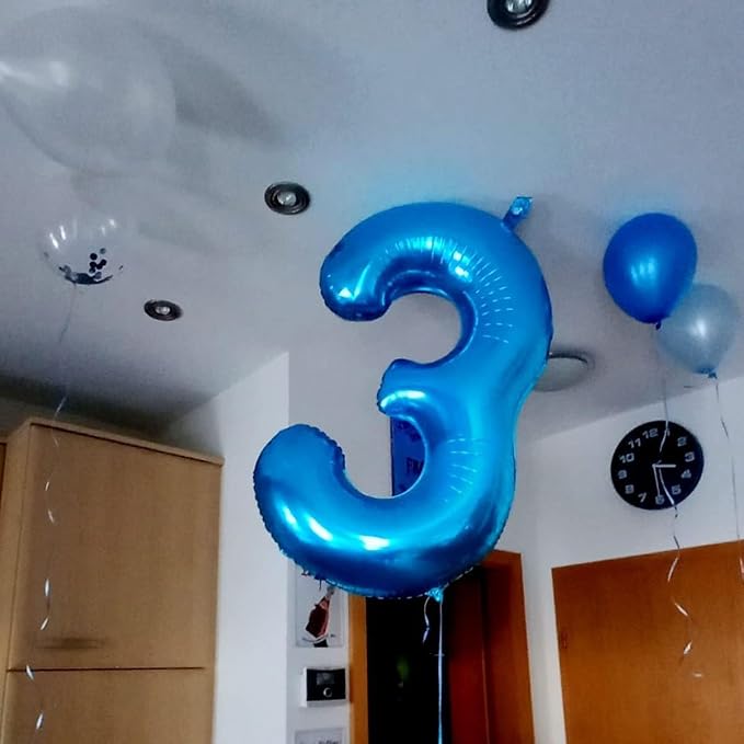 40 inch Blue Number Balloon Giant Foil Helium Balloons Blue Number 3 Balloon - Image 5