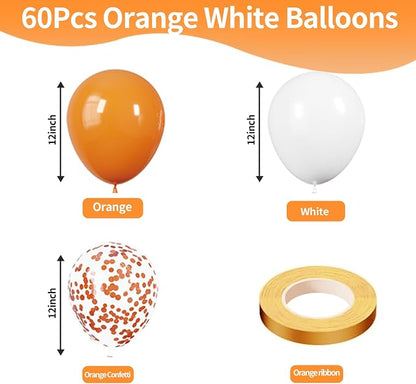 KBZVNAF Orange and White Latex Balloons 60 Pack 12 inch | Orange White Confetti - Image 2