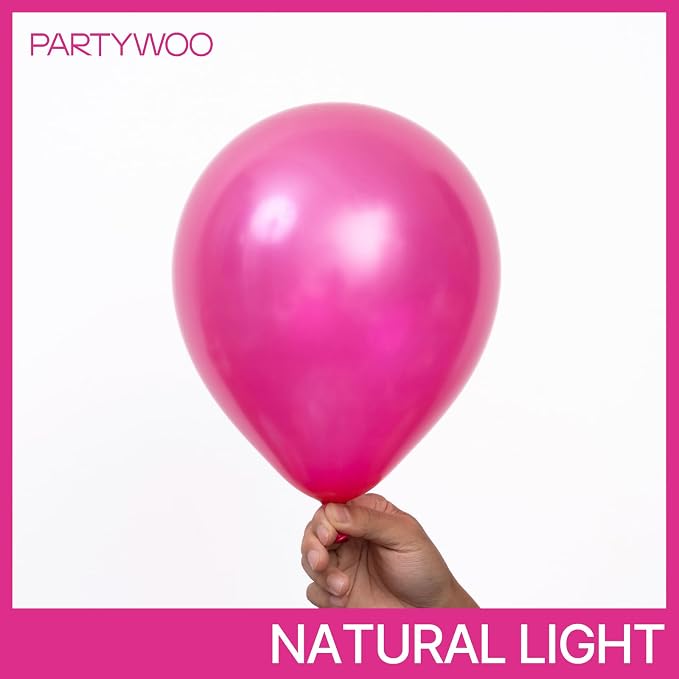 PartyWoo Pearl Hot Pink Balloons 140pcs Magenta Fuchsia Dark Pink Color | - Image 2