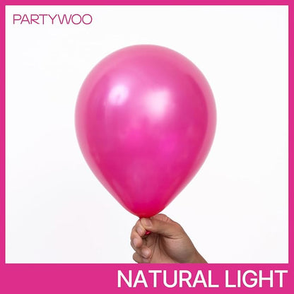 PartyWoo Pearl Hot Pink Balloons 140pcs Magenta Fuchsia Dark Pink Color | - Image 2