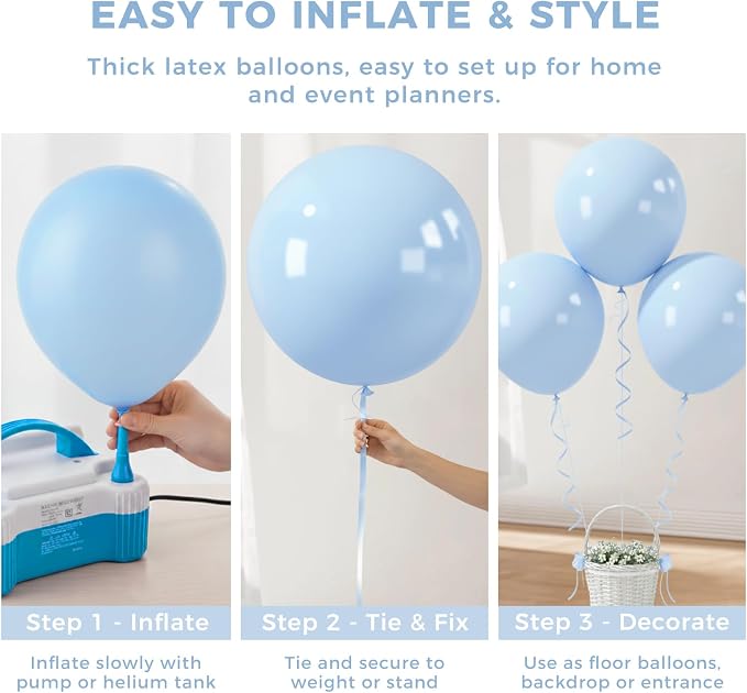 LOVESTOWN 18 Inch Light Blue Large Balloons, Birthday Wedding Baby Shower - Image 6