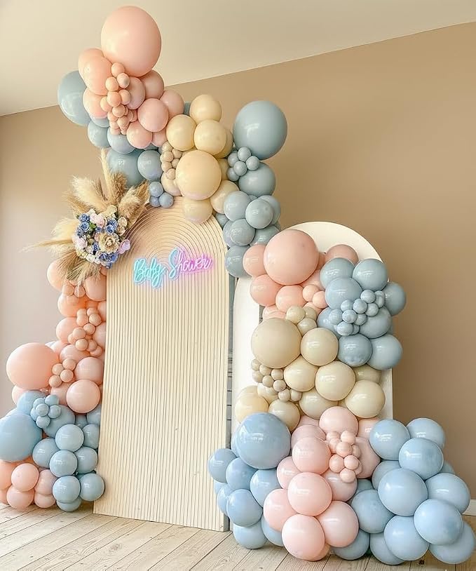 Gender Reveal Balloon Arch Garland Kit 144pcs, Dusty Pink and Blue Sand White - Image 5
