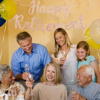BEISHIDA Pre-Strung Rose Gold Happy Retirement Banner Party Decoration | Glitter - Image 4