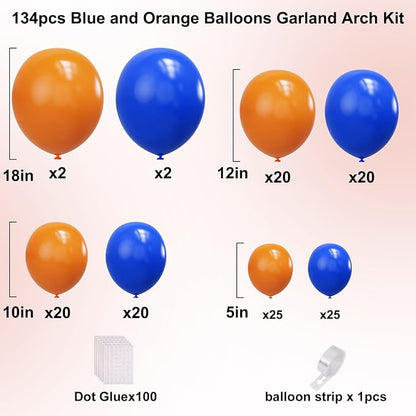 YMSZ Blue and Orange Balloons Arch Kit, Graduation, Baby Shower Party - Image 2