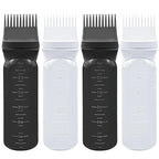 ELANE 4 Pcs Root Comb Applicator Bottle, 6oz, Hair Oil Applicator Bottle for Hair, Salon, Home, Travel (Black+White)