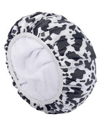 Auban Shower Cap, Shower Cap for Women Terry Cloth Lined EVA Exterior Reusable Double Layer Waterproof, Large Bath Hair Cap for All Hair Lengths, Hotel Travel Essentials Accessories Deep Conditioning
