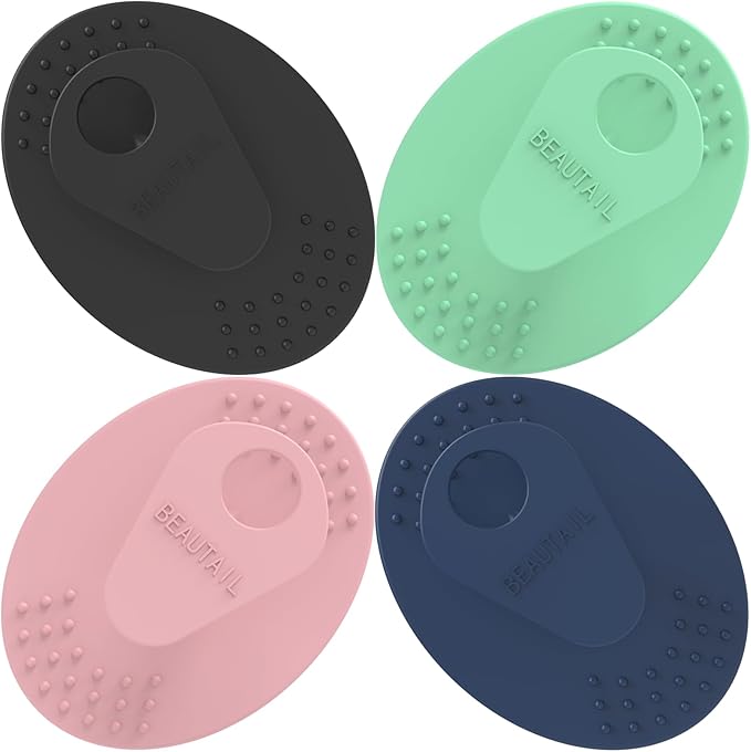 Face Scrubber 4 Pack, BEAUTAIL Silicone Manual Facial Cleansing Brush for Men Women, Gentle Face Scrubber Exfoliator, Skin Care Exfoliating Face Brush, Black+Green+Pink+Darkblue