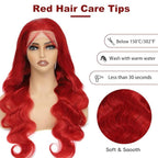 Red 13x6 Lace Front Wigs Human Hair Pre Plucked Body Wave Human Hair Wig Hot Red Lace Frontal Wigs For Black Women 180% Density 28 Inch
