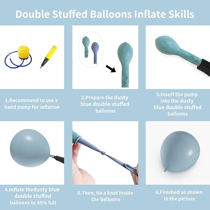 Double Stuffed Balloons Dusty Blue Different Size 115Pcs 5/10/12/18" Slate - Image 3