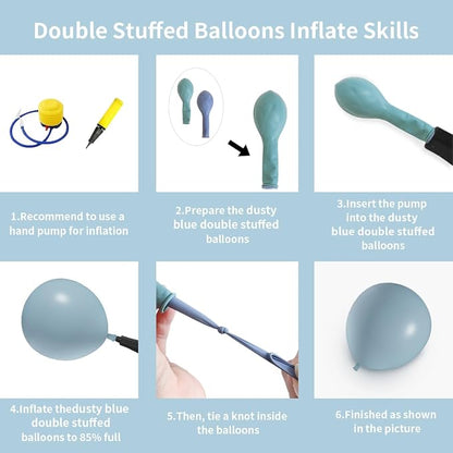 Double Stuffed Balloons Dusty Blue Different Size 115Pcs 5/10/12/18" Slate - Image 3