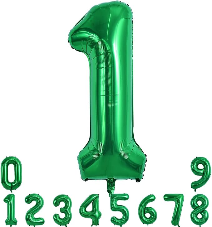 TONIFUL 40 Inch Dark Green Number 1 Balloons Large Foil 1st Birthday Decor | by TONIFUL