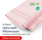 Queen Pillow Cases Set of 2 - Ultra Soft Hotel Quality Pillowcase Covers - Comfy, Cozy & Wrinkle Free - Shrinkage, Stain & Fade Resistant - Machine Washable Pillow Protectors - 2 Piece Set - Baby Pink