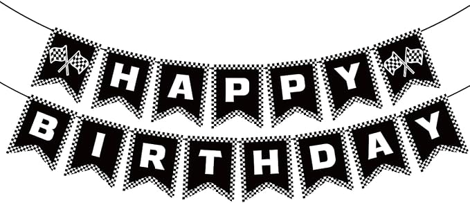 MEETINGU Race Car Happy Birthday Banner, Race Car Birthday Party Decorations by MEETINGU