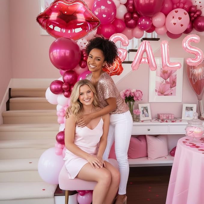 Galentines Day Party Decorations hot pink and pink Balloon Arch Garland Kit - Image 2