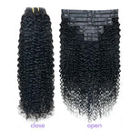 Seamless 3C 4A Kinky Curly Clip In Extension PU Weft Curly Clip in Extension Human Hair Clip Ins Full Head for Black Women Brazilian Remy Human Hair Natural Color 8Pcs with18clips 120g/Set (16 inch)