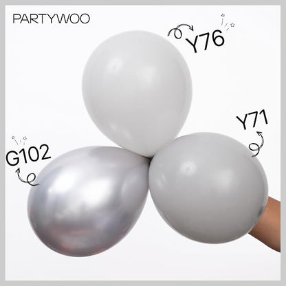 PartyWoo Gray Balloons 50pcs Matte Grey Latex Helium Balloons 12 Inch | Baby - Image 4