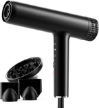 Hair Dryer, Professional Brushless Motor Ionic Hair Blow Dryer with Diffuser, Magnetic Nozzles, 0.83Pound, 2000W, 60dB, 3 Heat Settings & 3 Speed & Cold Settings, Diffuser Hair Dryer, Black