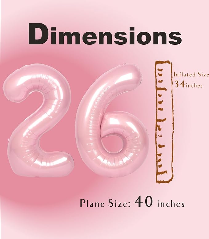 SUWEN 40 Inch Pink Large 26 Balloon Numbers Big Foil Helium 0-9 | Jumbo Happy - Image 5