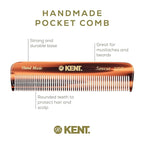 Kent A FOT Handmade Pocket Comb for Men, Women and Kids, All Fine Tooth Hair Comb Straightener for Everyday Grooming and Styling Hair, Beard and Mustache, Saw Cut and Hand Polished, Made in England