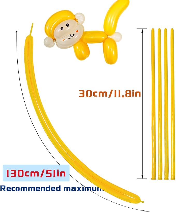 Yellow 260 Long Skinny Twisting Animal Balloons, Rainbow Balloons - Image 3