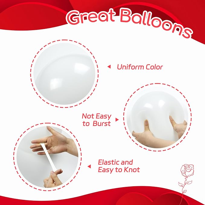 60pcs Red and White Balloons 12inch - Image 3