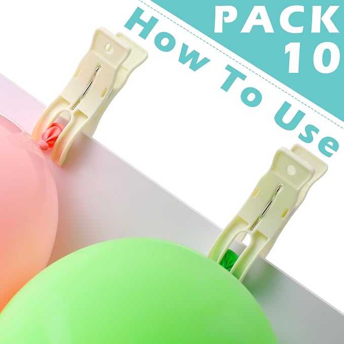 LemonRoad 10 Pack Large Balloon Arch Clips Plastic Transparent Backdrop Spring - Image 3