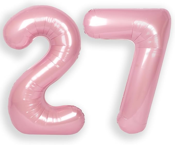 RainbowQ Pink 27 Balloon Number 40 Inch 0-40 Foil Large Balloons | Big Mylar 27 by RainbowQParty
