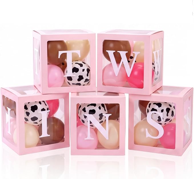 Thyle 5pcs Pink Twins Baby Shower Boxes Cowgirl Baby Shower Decorations by Thyle