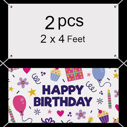 2 Pcs Sublimation Banner Blank Banners to Decorate Vinyl，2x4 Ft Polyester by Buynow